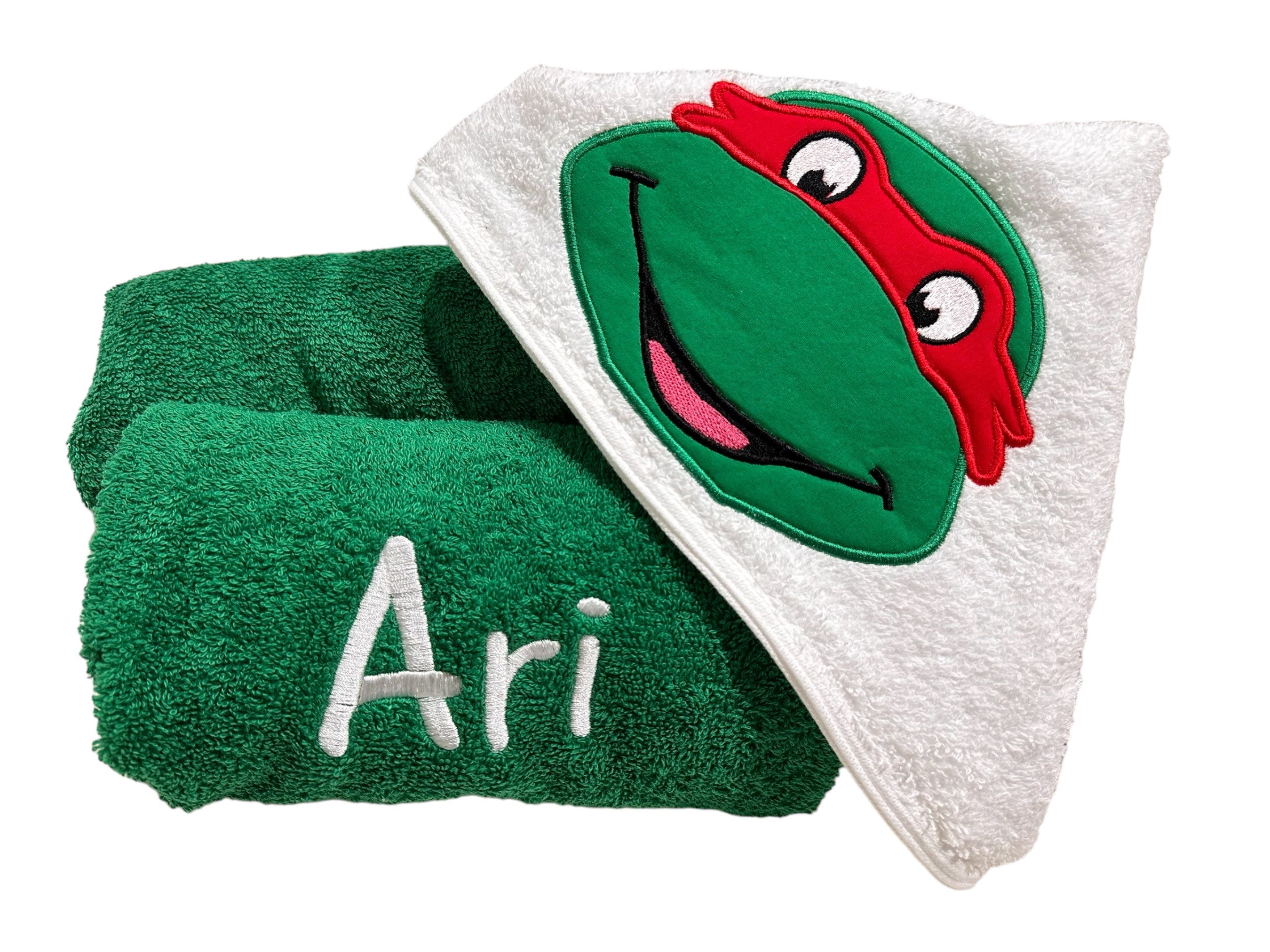 Kids Hooded Towel with NINJA TURTLE Green Red